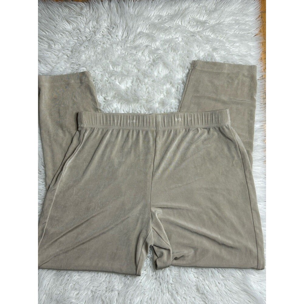 Chico's Travelers Size 1 SHORT Beige Slinky Knit Pants Elastic Waist Regular
